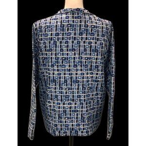 Silk Land Womens 100% Silk Jacket Size M Blue Lined Long Sleeve